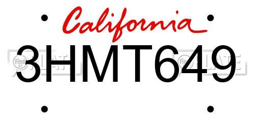 3HMT649 California License Plate