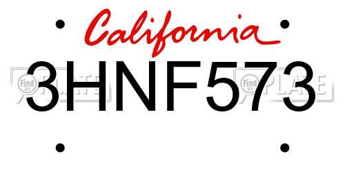 3HNF573 California License Plate