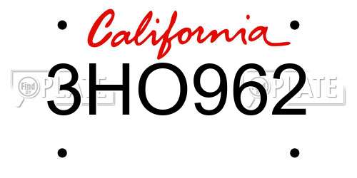3HO962 California License Plate