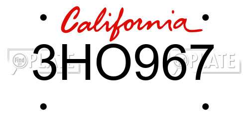 3HO967 California License Plate