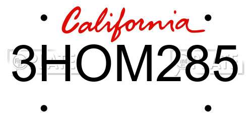 3HOM285 California License Plate