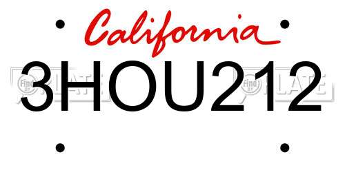 3HOU212 California License Plate