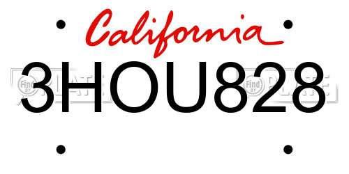 3HOU828 California License Plate