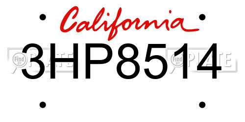 3HP8514 California License Plate