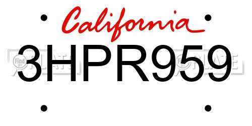 3HPR959 California License Plate