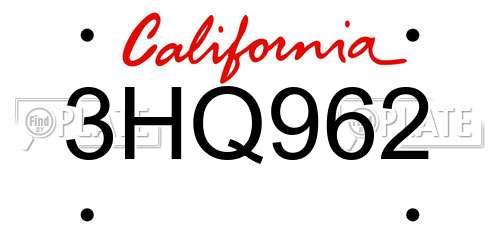 3HQ962 California License Plate