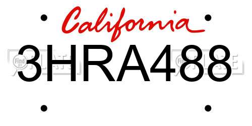 3HRA488 California License Plate