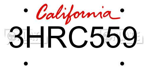 3HRC559 California License Plate