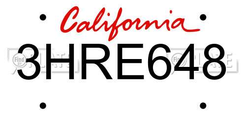3HRE648 California License Plate