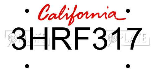 3HRF317 California License Plate