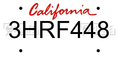 3HRF448 California License Plate