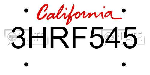 3HRF545 California License Plate