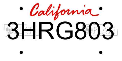 3HRG803 California License Plate