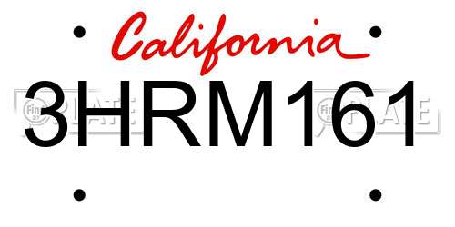 3HRM161 California License Plate