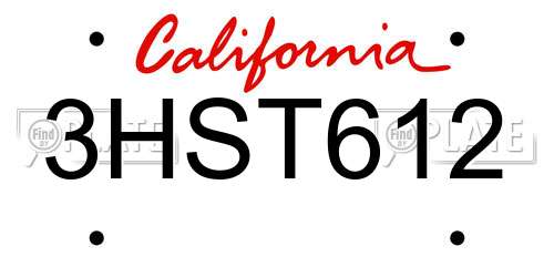 3HST612 California License Plate