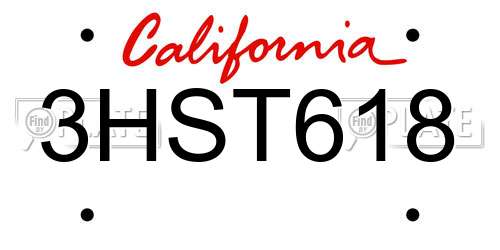 3HST618 California License Plate
