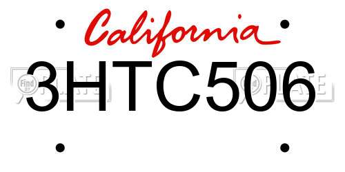 3HTC506 California License Plate