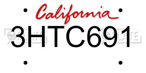 3HTC691 California License Plate