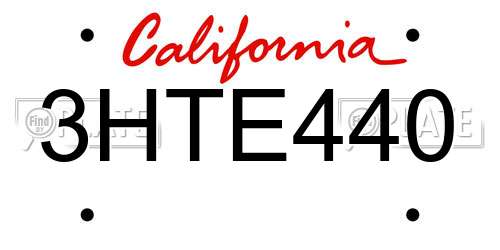 3HTE440 California License Plate