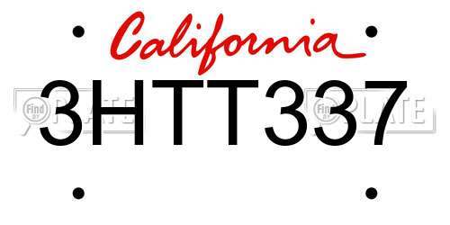 3HTT337 California License Plate