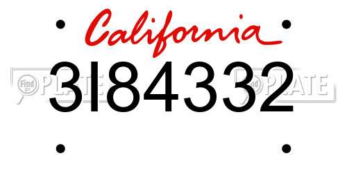 3I84332 California License Plate