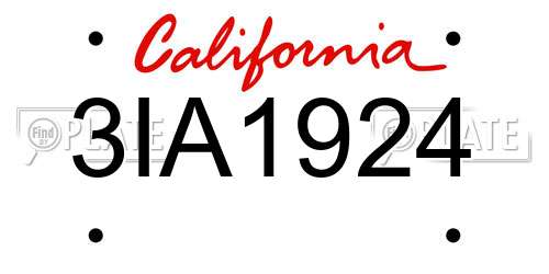 3IA1924 California License Plate