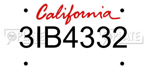 3IB4332 California License Plate