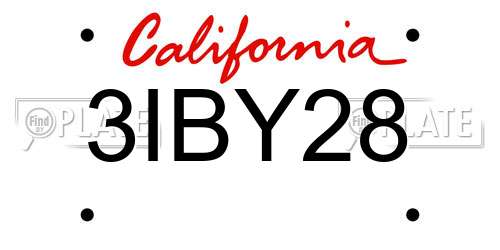 3IBY28 California License Plate
