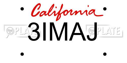 3IMAJ California License Plate