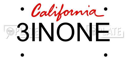 3INONE California License Plate