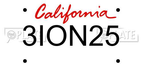 3ION25 California License Plate