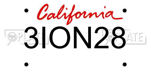 3ION28 California License Plate