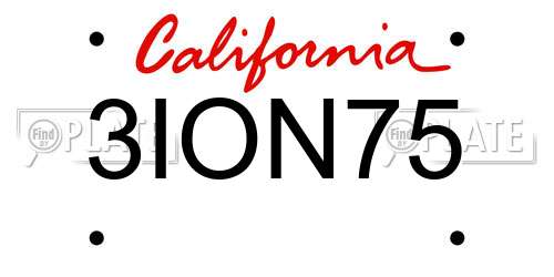 3ION75 California License Plate