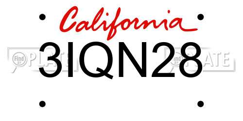 3IQN28 California License Plate