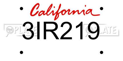 3IR219 California License Plate