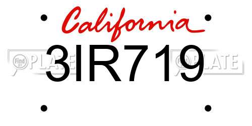 3IR719 California License Plate