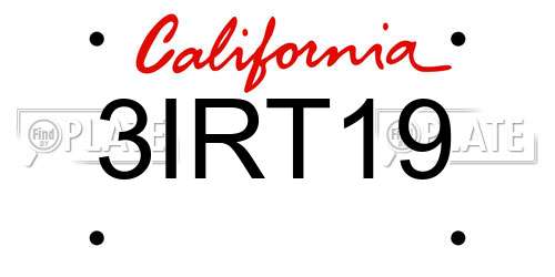 3IRT19 California License Plate