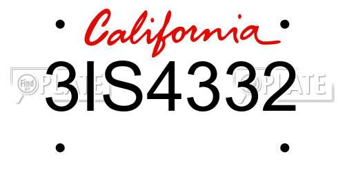 3IS4332 California License Plate