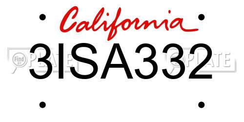 3ISA332 California License Plate