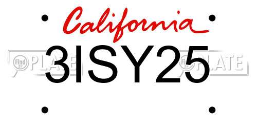 3ISY25 California License Plate