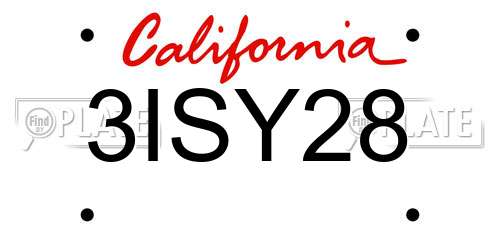 3ISY28 California License Plate