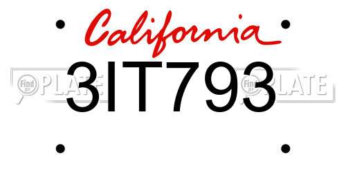 3IT793 California License Plate