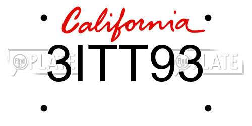 3ITT93 California License Plate