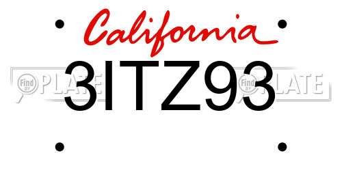 3ITZ93 California License Plate