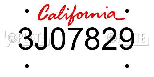 3J07829 California License Plate