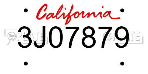 3J07879 California License Plate