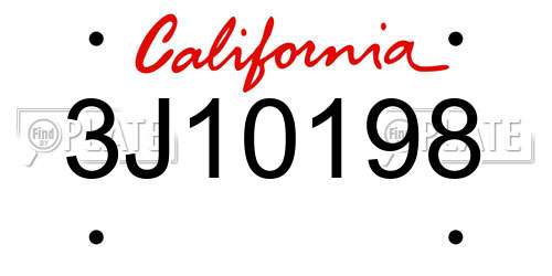 3J10198 California License Plate