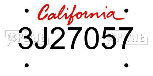 3J27057 California License Plate