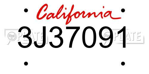 3J37091 California License Plate