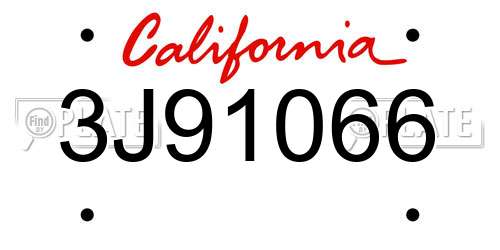 3J91066 California License Plate